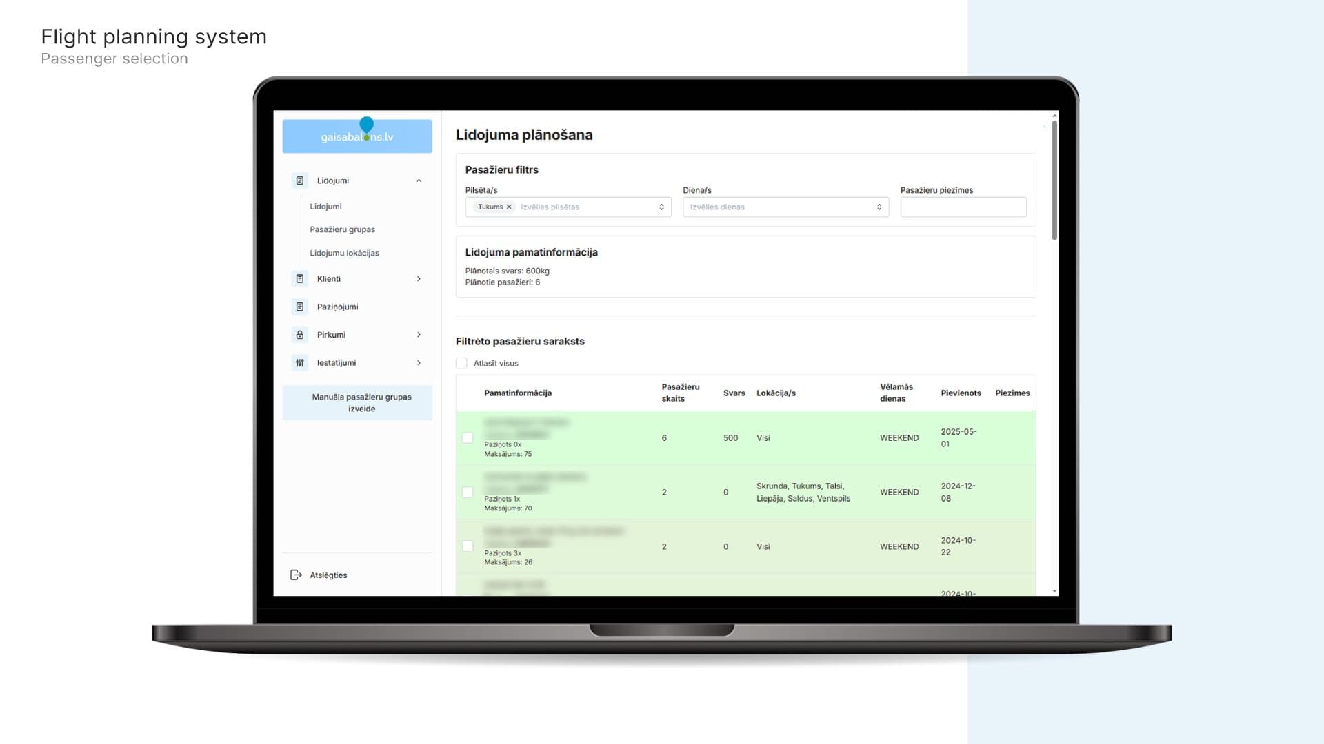 Lidojumu plānošanas sistēma