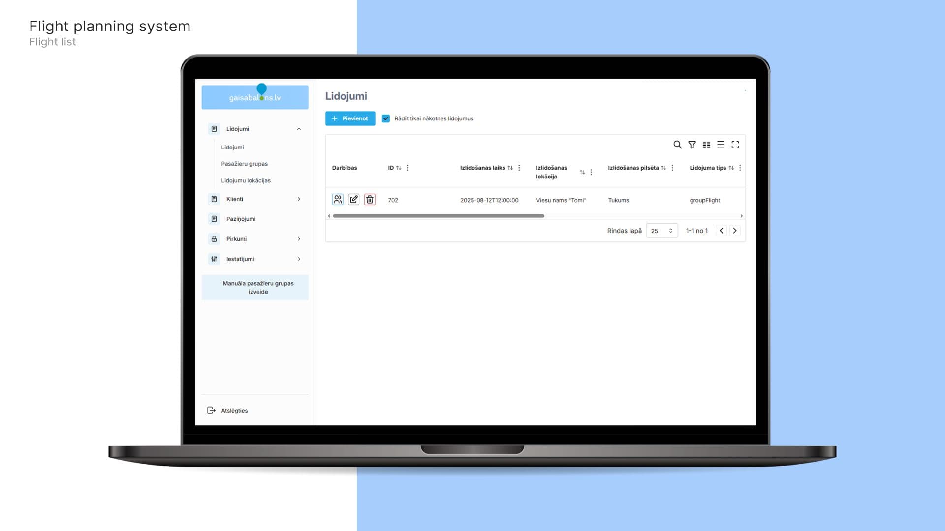 Lidojumu plānošanas sistēma